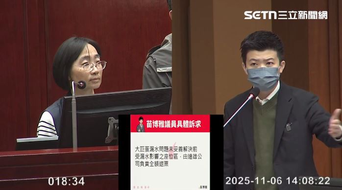 苗博雅質詢大巨蛋相關議題。（圖／翻攝畫面）