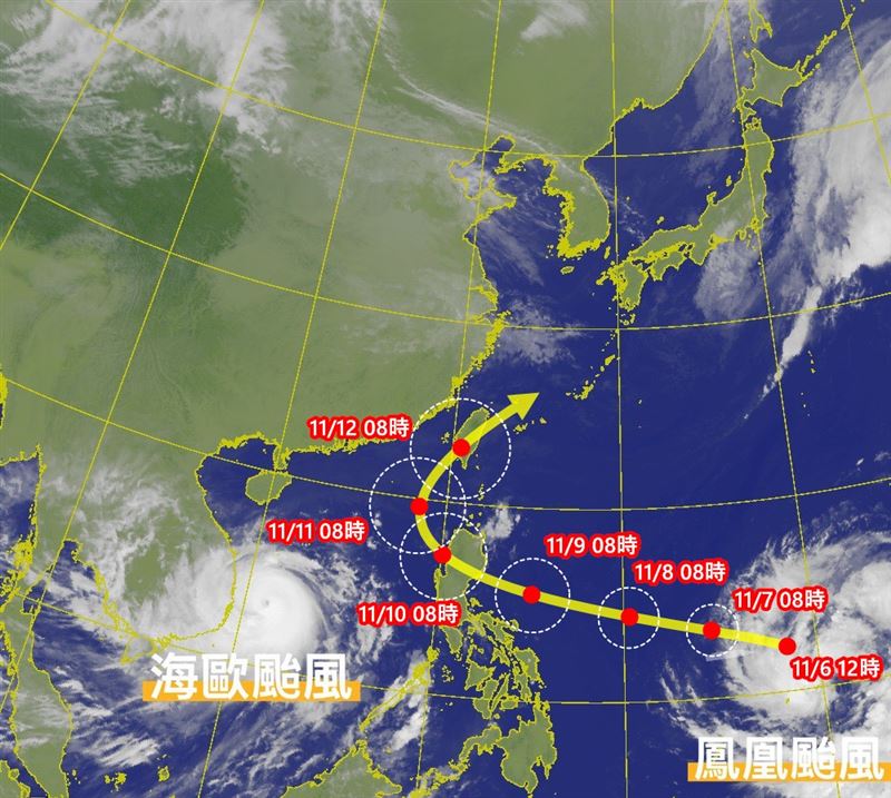 鳳凰環流半徑擴大，未來有登陸台灣趨勢。（圖／翻攝自氣象報馬仔）