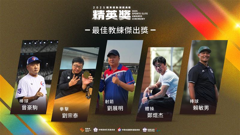 114年運動精英獎最佳教練傑出獎入圍名單。（圖／運動部提供）