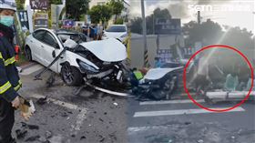 特斯拉,麥當勞,屏東,恆春鎮,車禍,水泥,預拌車（圖／翻攝畫面）