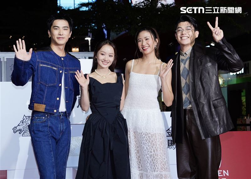 《大濛》入圍金馬11項大獎，（左起）曾敬驊、方郁婷、9ｍ88、柯煒林。（圖／記者趙于瑩攝影）