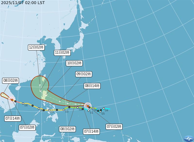 鳳凰颱風來襲，氣象署最新觀測路徑。（圖／中央氣象署）