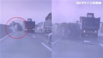 特斯拉,台南,分隔島,車禍,貨車,國道,電台DJ（圖／民眾提供）