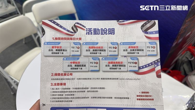 美國館天天抽機票。(圖/記者李育道攝影)