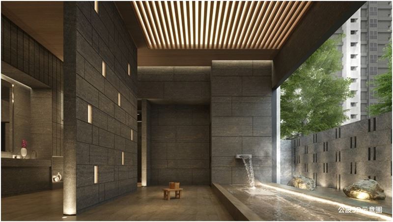 「勝美上安」為頂配建案，公設規劃對標豪宅，圖為「勝美上安」公設湯屋3d示意圖。（圖／勝美上安提供）