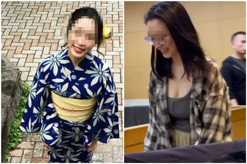 總經理特助劉純妤5日僅以15萬元交保，露出燦爛笑容以及深邃事業線步出北檢，掀起輿論撻伐。（翻攝畫面）