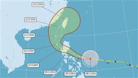 鳳凰將成「攔腰斷頭颱」，氣象署最新預估路徑出爐，13日從宜蘭出海。（圖／中央氣象署）