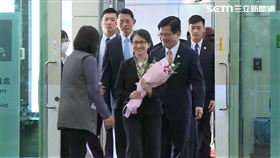 副總統蕭美琴返抵國門。（圖／翻攝自總統府直播）