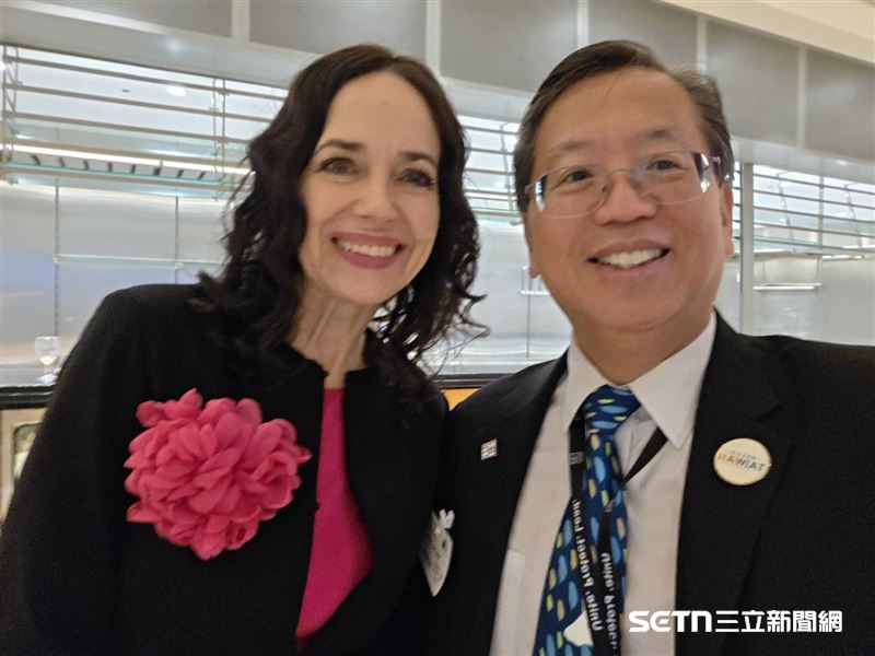 Hello Taiwan執行長江明信（圖右）表示，歐盟議員蕾斯曼（Miriam Lexmann）對台灣相當支持，她不僅公開力挺台灣，還說：「能以歐盟議員身份接待台灣副總統，是榮耀也是責任！」（圖／受訪者提供）