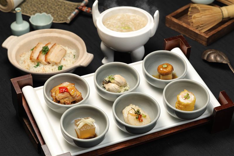 故宮晶華「大宋風華雅宴」以六道開胃前菜揭開序幕，道道有著豐富的歷史背景，從宮廷御膳到庶民佳餚，重現宋代的多元飲食文化。（圖／飯店旅宿業者提供）