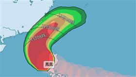 氣象署今日8時公布「120小時颱風暴風侵襲機率」。（圖／氣象署）