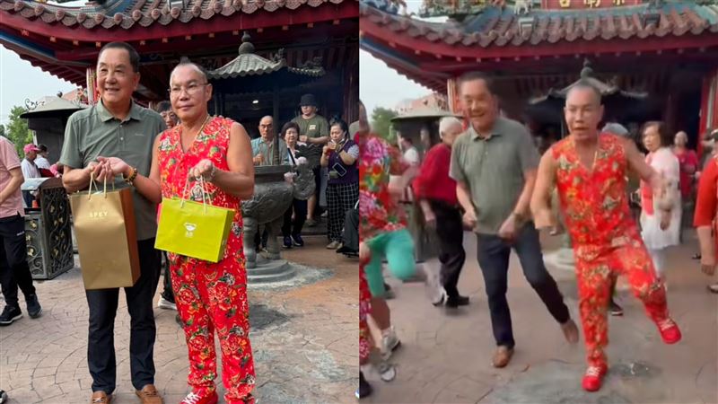 吊車大王赴紫南宮參拜 拉主委大跳超扯舞