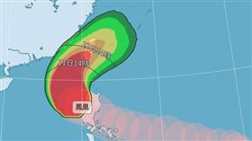 氣象署今日14時公布「120小時颱風暴風侵襲機率」。（圖／氣象署）