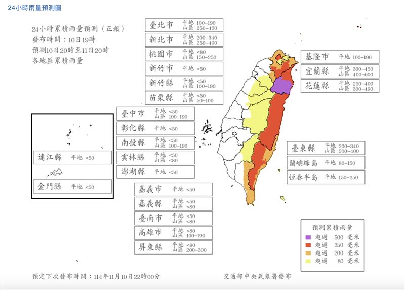雨量預測。（圖／氣象署）