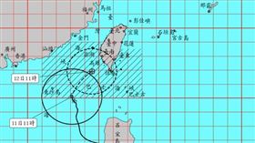 鳳凰颱風「登陸時間延後」，路徑南修。（圖／氣象署）