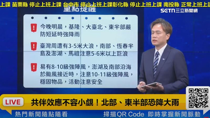 氣象署提醒，北北基宜嚴防超大豪雨。（圖／翻攝氣象署）