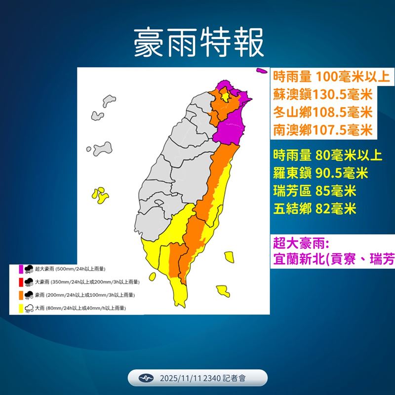 鳳凰颱風豪雨特報。（圖／氣象署提供）