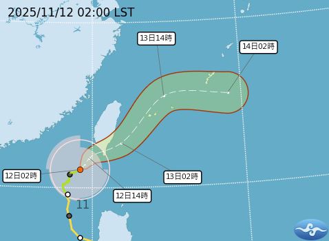 鳳凰颱風最新路徑潛勢圖。（圖／氣象署）