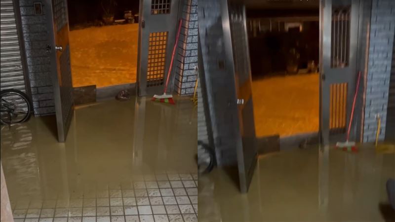 蘇耀較高地區也沒倖免，路變湍急河流。（圖／民眾提供）