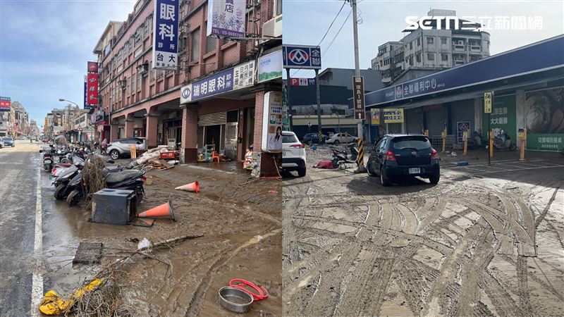 蘇澳大淹水一層樓後現況曝 市區滿地泥濘