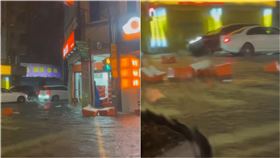 宜蘭一處蝦皮「店到店」的貨物漂出店外。（圖／網友＠Ｉｚｈ＿06提供）