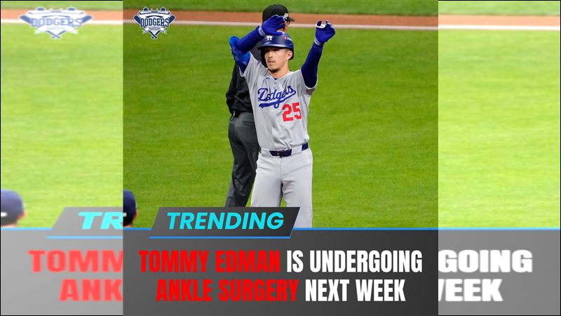 艾德蒙（Tommy Edman）腳踝將接受手術治療。（圖／翻攝自X平台 @DodgersNation）
