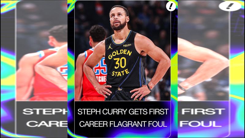 柯瑞（Stephen Curry）生涯首吞惡性犯規。（圖／翻攝自X平台 @YahooSports）