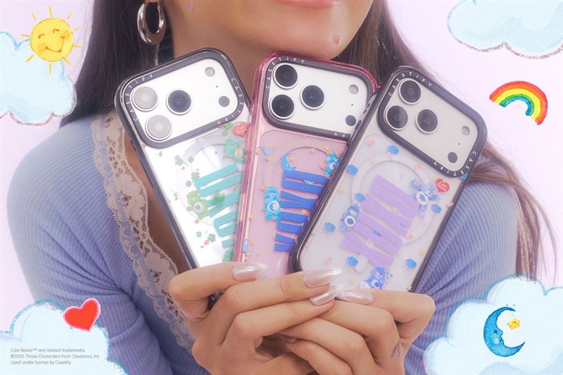 Care Bears x CASETiFY 聯名系列以觸動心弦的懷舊插畫、色彩繽紛的圖案和歡樂的主題設計，讓粉絲們能以獨特的方式表達對這些角色的喜愛