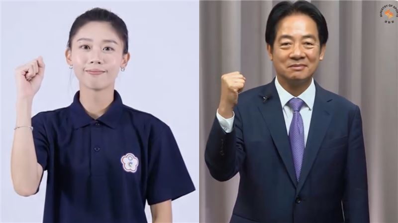 總統賴清德與網球好手林家文拍攝影片，為參加東京聽奧的台灣選手加油打氣（圖／翻攝自運動部臉書）