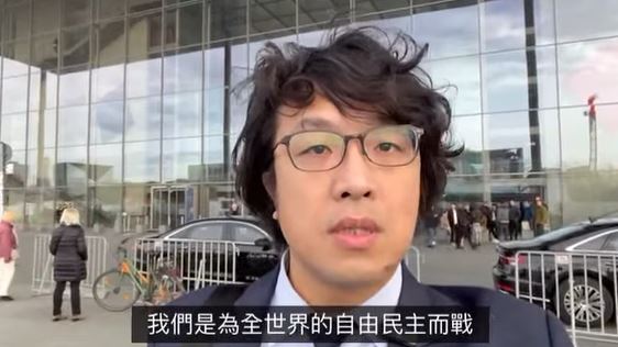 沈伯洋表示，之所以來到德國國會，是為了全世界的自由民主而戰。（圖／翻攝自沈伯洋臉書）