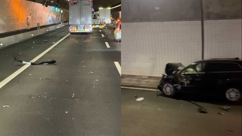 廣末涼子駕駛的車輛在新東名高速公路上追撞一輛大卡車，導致車內一名乘客受傷。（圖／翻攝自X）