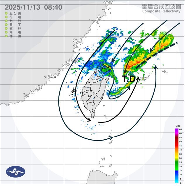 下半天之後北台灣的降雨會比較緩和，真正雨停還要再等。（圖／翻攝自天氣職人-吳聖宇）