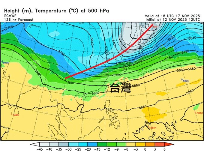 鄭明典在臉書分享最新天氣圖，直呼「這支槽線夠深！」（圖／翻攝自鄭明典臉書）