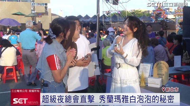 秀蘭瑪雅特地前往現場的安美諾攤位，與粉絲近距離互動。（圖／擷自三立新聞網YT）