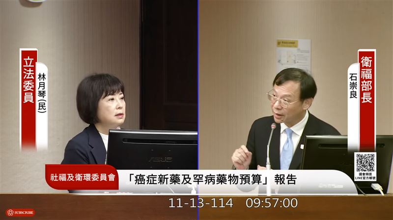 民進黨立委林月琴針對8旬婦人悶死腦麻兒的長照悲歌質詢，石崇良表態「我支持總統特赦」（圖／翻攝畫面）