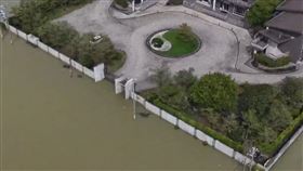 宜蘭,泉月樓行館,防水閘門,淹水,空拍畫面,2017。（圖／翻攝畫面）