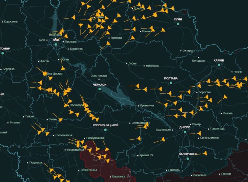 俄羅斯深夜對烏克蘭發出空襲。（圖／翻攝自X平台@victoriaslog）