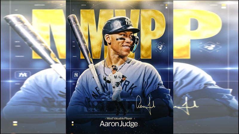賈吉（Aaron Judge）奪下生涯第3座MVP。（圖／翻攝自MLB X）