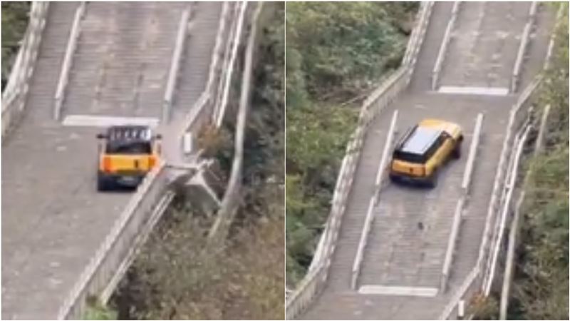 陸國產車挑戰爬天梯失敗　倒退嚕直撞護欄