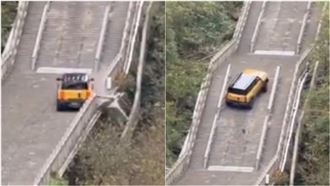 陸國產車挑戰爬天梯失敗　倒退嚕直撞護欄