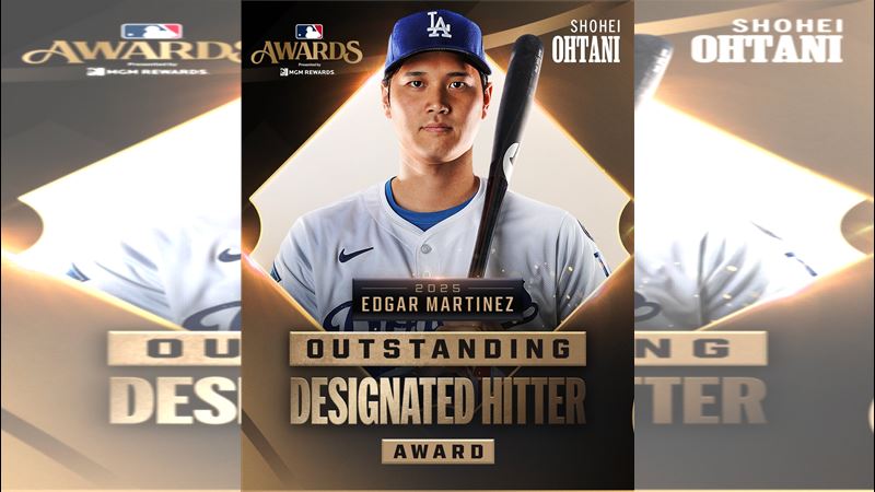 大谷翔平連續5年獲得年度最佳指定打擊獎。（圖／翻攝自X平台 @MLB）