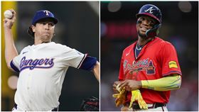 亞古納（Ronald Acuna Jr.）和狄格隆（Jacob DeGrom）。（圖／美聯社／達志影像）