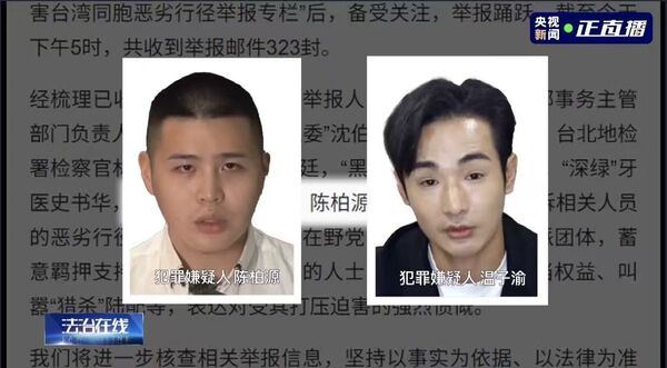 央視《法治在線》今天播出「起底台獨打手」專題，點名八炯、閩南狼。（圖／翻攝央視）