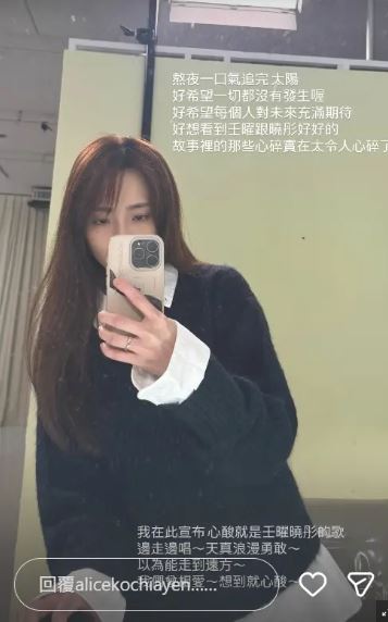 柯佳嬿稍早則在IG限時動態發文。（圖／翻攝自IG）