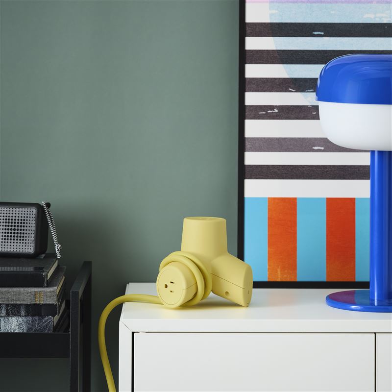 HORNFELS 延長線, 黃色, 1.8 公尺(圖／IKEA提供)