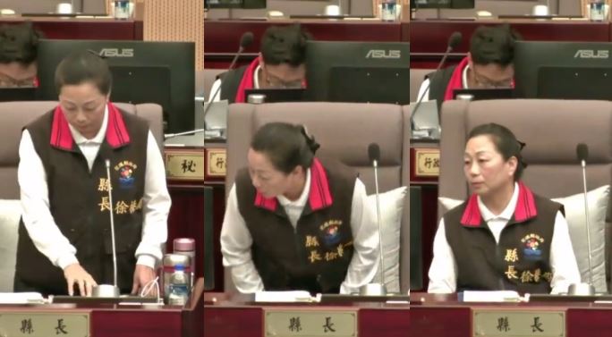 議員蔡依靜轟撤離一片混亂，徐榛蔚爆氣「關麥坐下」（組合圖／翻攝自花蓮縣議會直播）