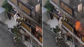 驚慌失控？日女火警受困竟將消防員踹墜樓