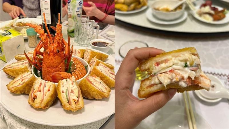 台北賓王大飯店的「龍蝦三明治」餡料飽滿，讓陸客讚不絕口。（圖／翻攝自小紅書）