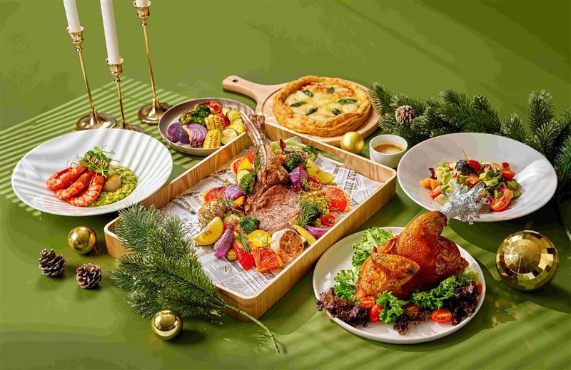 瀚寓酒店推聖誕套餐，四人歡聚餐4,980元+10%，一次吃到脆皮雞、戰斧牛排。（圖／飯店旅宿業者提供）