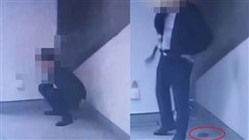 一名男子公然在廣西南寧地鐵站角落隨地大便，事後完全置之不理從容離開。（翻攝微博）